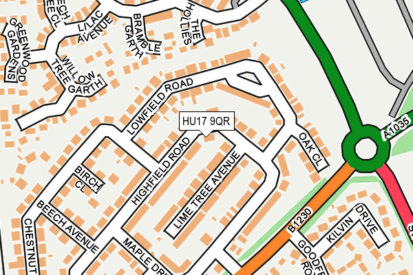 HU17 9QR map - OS OpenMap – Local (Ordnance Survey)