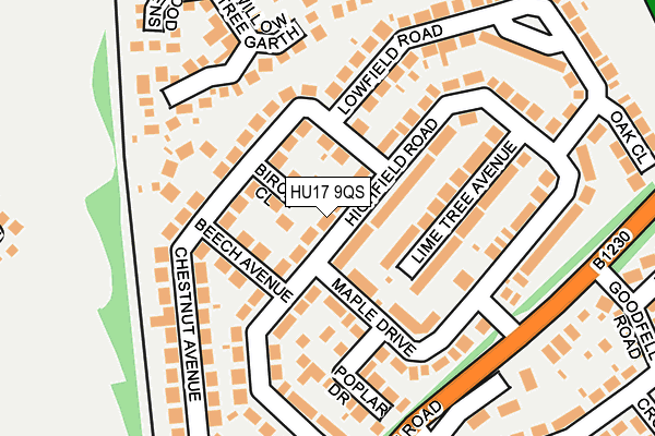 HU17 9QS map - OS OpenMap – Local (Ordnance Survey)