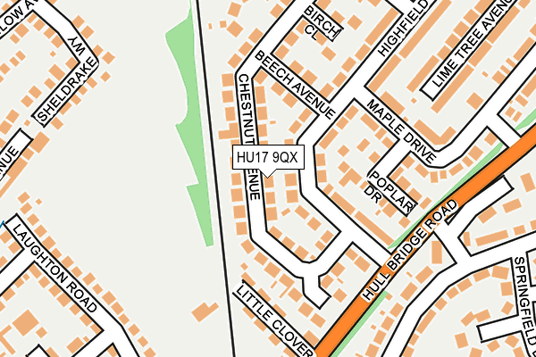 HU17 9QX map - OS OpenMap – Local (Ordnance Survey)
