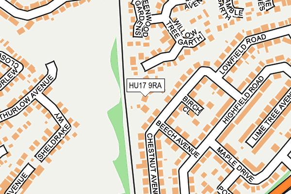 HU17 9RA map - OS OpenMap – Local (Ordnance Survey)