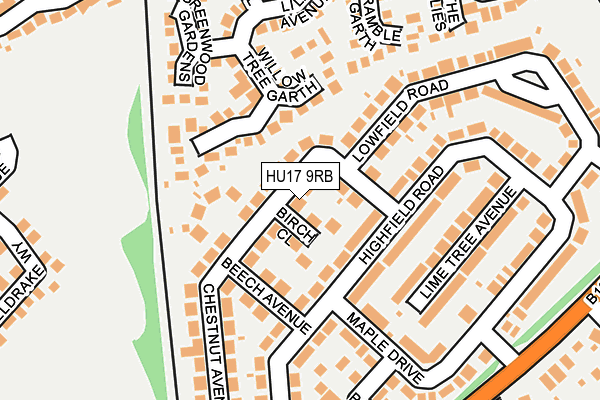 HU17 9RB map - OS OpenMap – Local (Ordnance Survey)