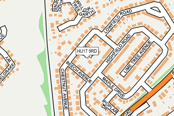 HU17 9RD map - OS OpenMap – Local (Ordnance Survey)