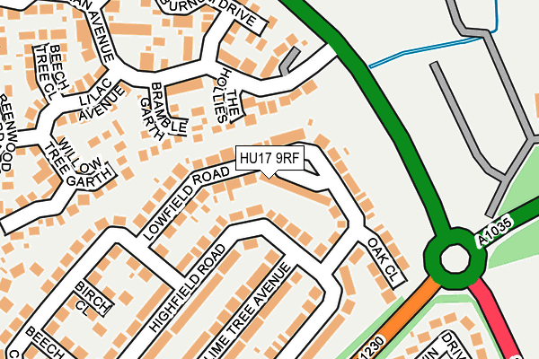 HU17 9RF map - OS OpenMap – Local (Ordnance Survey)