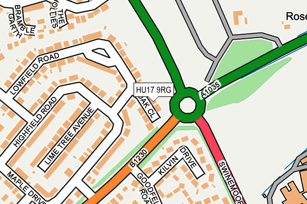 HU17 9RG map - OS OpenMap – Local (Ordnance Survey)