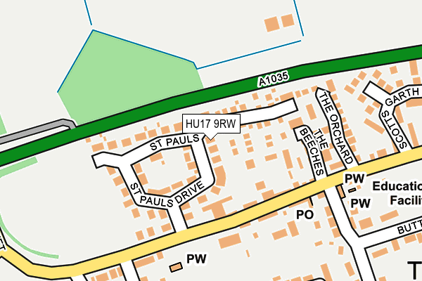 HU17 9RW map - OS OpenMap – Local (Ordnance Survey)