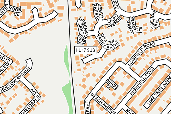 HU17 9US map - OS OpenMap – Local (Ordnance Survey)