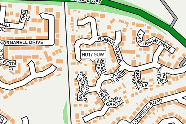 HU17 9UW map - OS OpenMap – Local (Ordnance Survey)