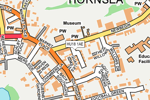 HU18 1AE map - OS OpenMap – Local (Ordnance Survey)