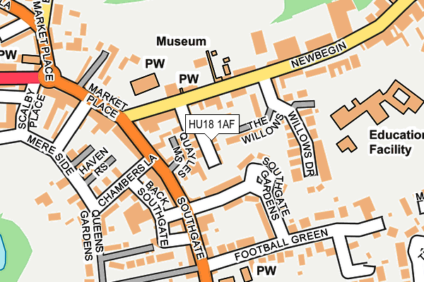 HU18 1AF map - OS OpenMap – Local (Ordnance Survey)