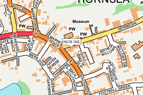 HU18 1AG map - OS OpenMap – Local (Ordnance Survey)