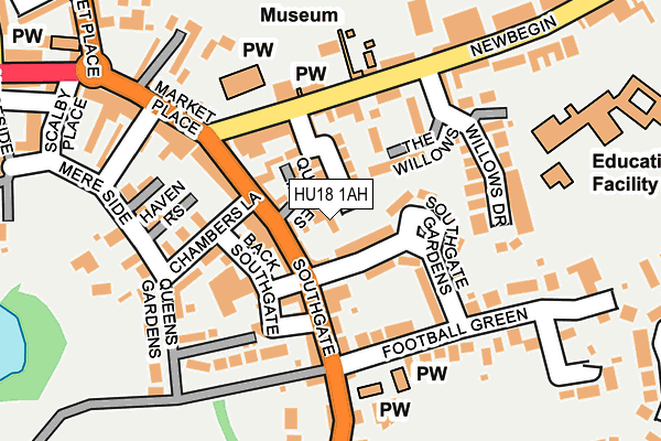 HU18 1AH map - OS OpenMap – Local (Ordnance Survey)