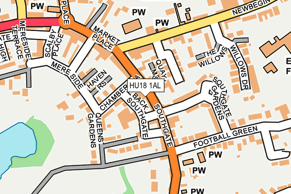 HU18 1AL map - OS OpenMap – Local (Ordnance Survey)