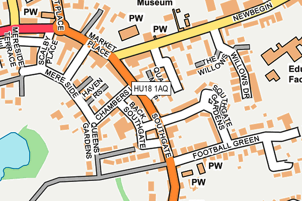 HU18 1AQ map - OS OpenMap – Local (Ordnance Survey)