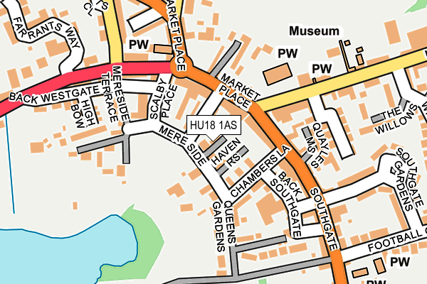 HU18 1AS map - OS OpenMap – Local (Ordnance Survey)