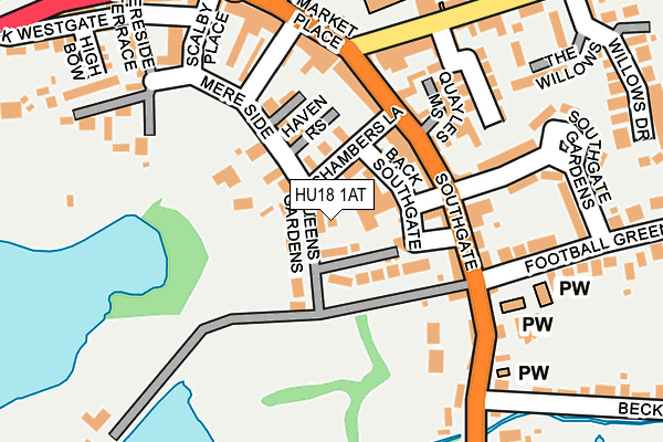 HU18 1AT map - OS OpenMap – Local (Ordnance Survey)