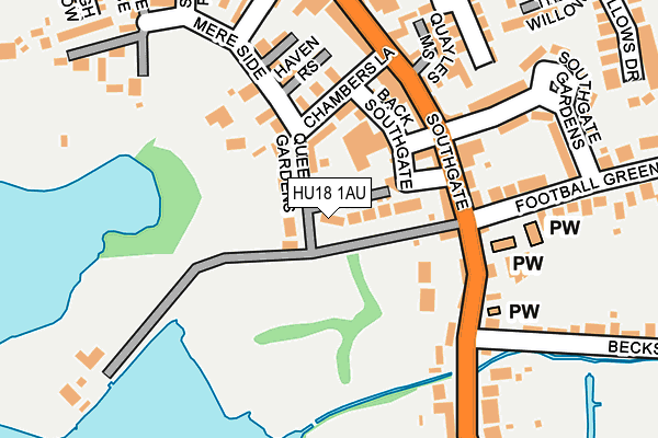 HU18 1AU map - OS OpenMap – Local (Ordnance Survey)