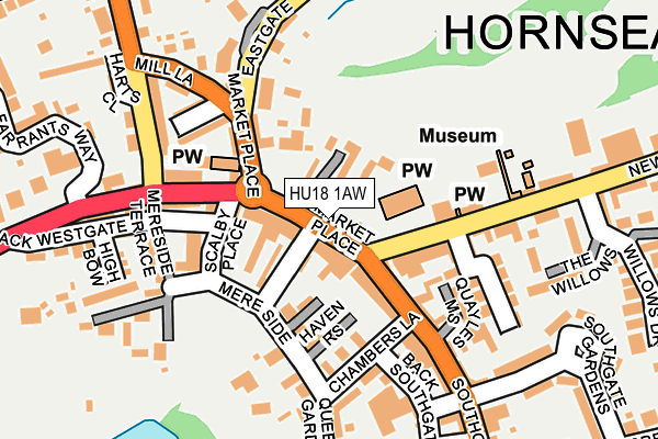 HU18 1AW map - OS OpenMap – Local (Ordnance Survey)