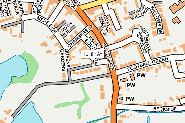 HU18 1AY map - OS OpenMap – Local (Ordnance Survey)