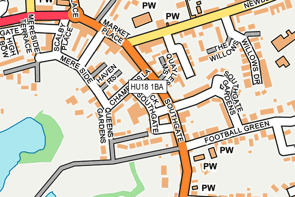 HU18 1BA map - OS OpenMap – Local (Ordnance Survey)