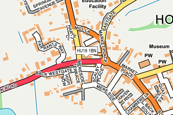 HU18 1BN map - OS OpenMap – Local (Ordnance Survey)