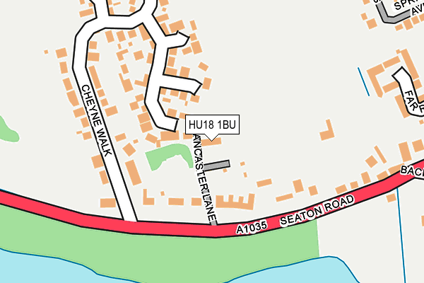 HU18 1BU map - OS OpenMap – Local (Ordnance Survey)