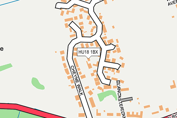 HU18 1BX map - OS OpenMap – Local (Ordnance Survey)