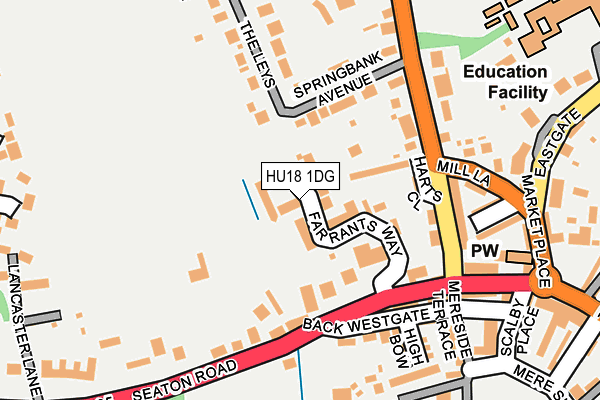 HU18 1DG map - OS OpenMap – Local (Ordnance Survey)