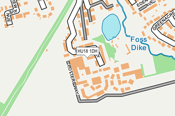 HU18 1DH map - OS OpenMap – Local (Ordnance Survey)