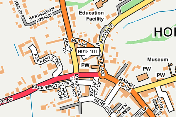 HU18 1DT map - OS OpenMap – Local (Ordnance Survey)