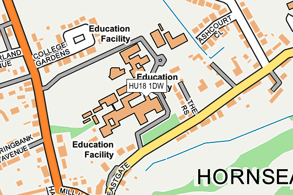 HU18 1DW map - OS OpenMap – Local (Ordnance Survey)