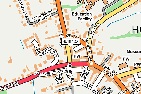 HU18 1DX map - OS OpenMap – Local (Ordnance Survey)