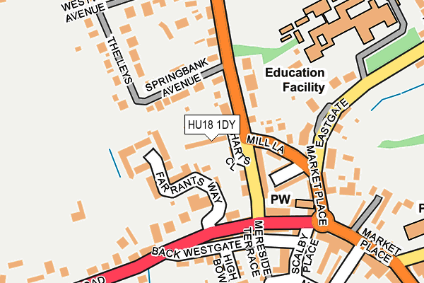 HU18 1DY map - OS OpenMap – Local (Ordnance Survey)