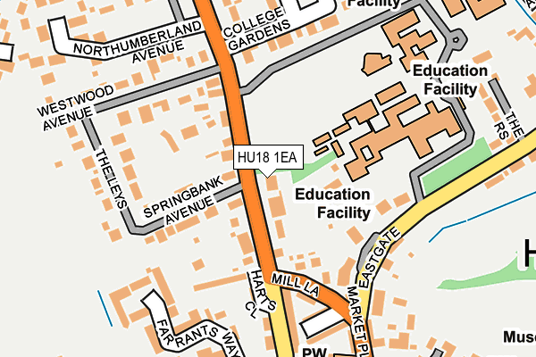 HU18 1EA map - OS OpenMap – Local (Ordnance Survey)