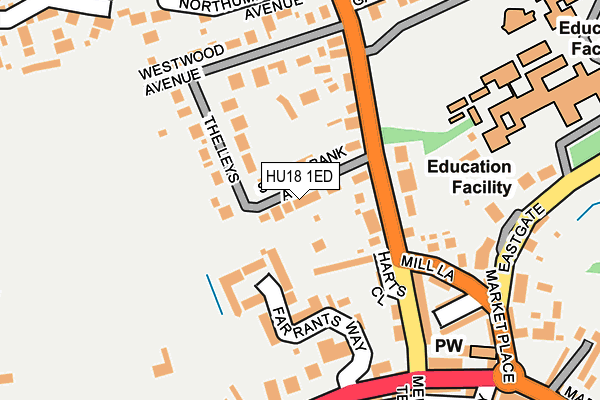 HU18 1ED map - OS OpenMap – Local (Ordnance Survey)