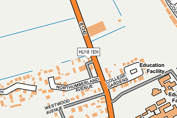 HU18 1EH map - OS OpenMap – Local (Ordnance Survey)