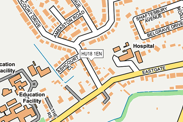 HU18 1EN map - OS OpenMap – Local (Ordnance Survey)
