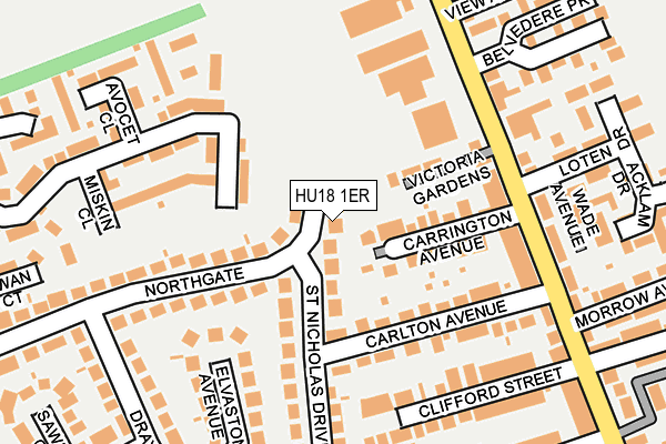 HU18 1ER map - OS OpenMap – Local (Ordnance Survey)