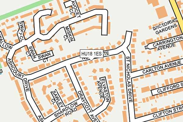 HU18 1ES map - OS OpenMap – Local (Ordnance Survey)