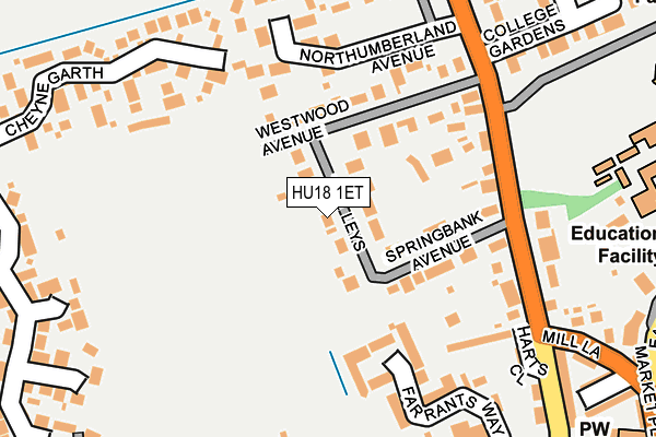 HU18 1ET map - OS OpenMap – Local (Ordnance Survey)
