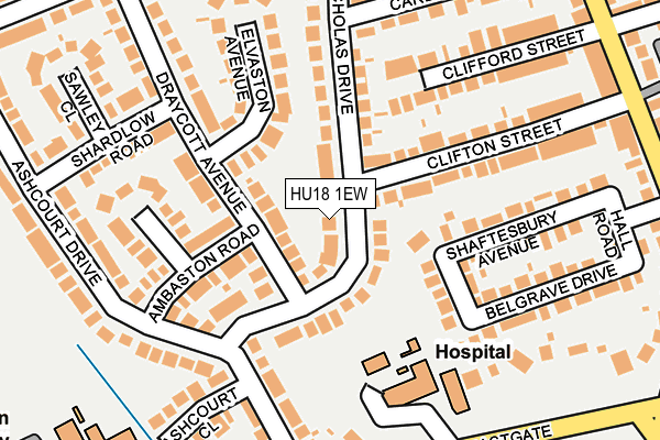 HU18 1EW map - OS OpenMap – Local (Ordnance Survey)