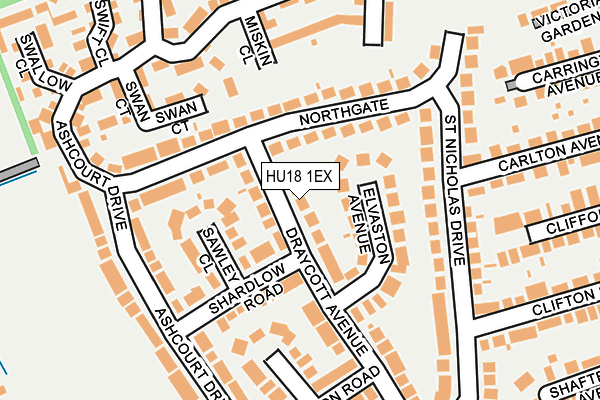 HU18 1EX map - OS OpenMap – Local (Ordnance Survey)