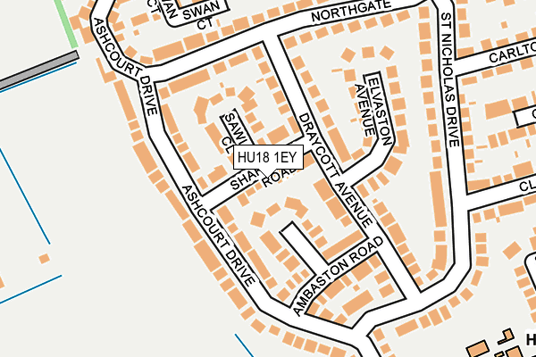 HU18 1EY map - OS OpenMap – Local (Ordnance Survey)