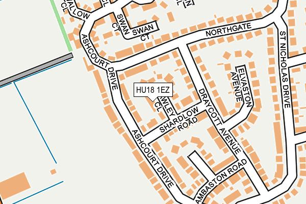 HU18 1EZ map - OS OpenMap – Local (Ordnance Survey)