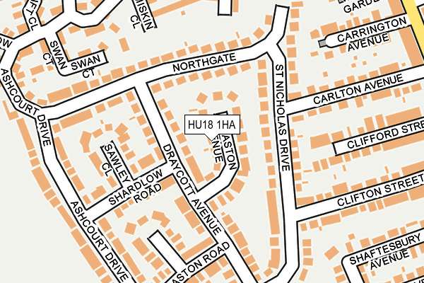 HU18 1HA map - OS OpenMap – Local (Ordnance Survey)