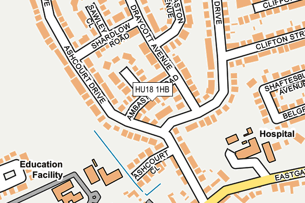 HU18 1HB map - OS OpenMap – Local (Ordnance Survey)