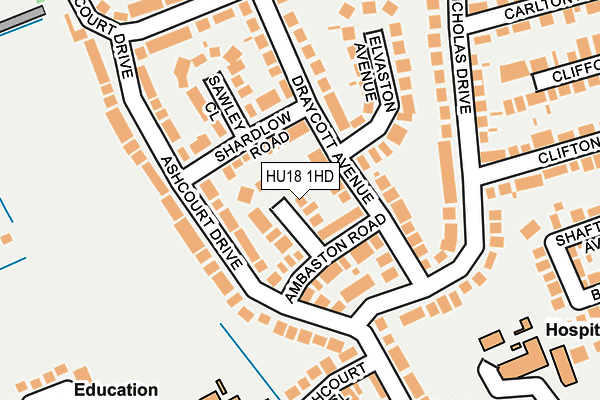 HU18 1HD map - OS OpenMap – Local (Ordnance Survey)