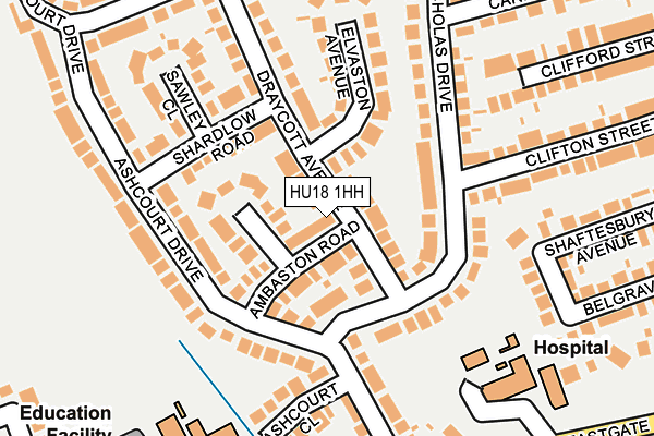 HU18 1HH map - OS OpenMap – Local (Ordnance Survey)