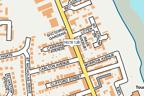 HU18 1JB map - OS OpenMap – Local (Ordnance Survey)