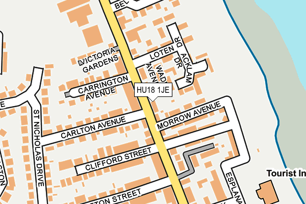 HU18 1JE map - OS OpenMap – Local (Ordnance Survey)