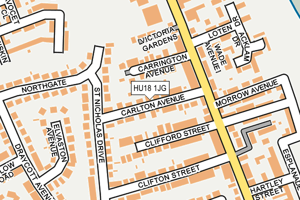 HU18 1JG map - OS OpenMap – Local (Ordnance Survey)